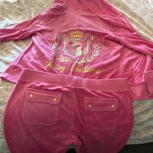 Juicy Couture Pink Velour Set with Gold Details